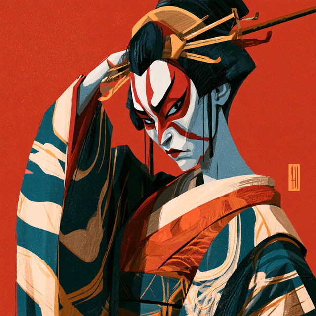 Kabuki style, Midjourney V8.2, render 4 of 4