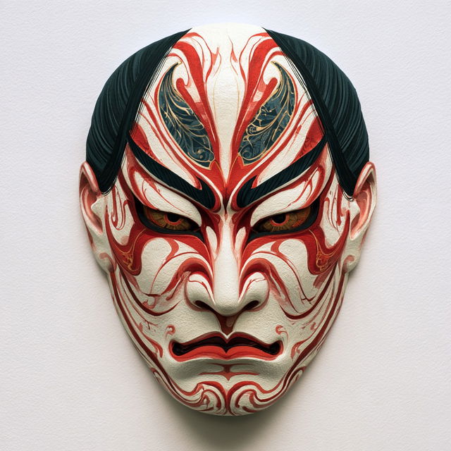 Kabuki mask style, Midjourney V8.2, render 3 of 4