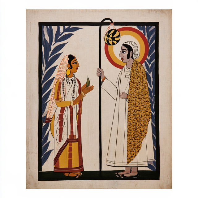 Kalighat painting style, Midjourney V8.2, render 2 of 4