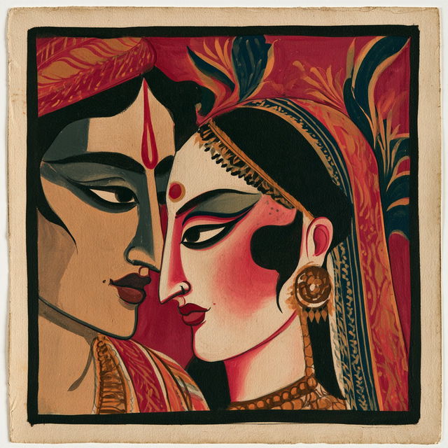 Kalighat painting style, Midjourney V8.2, render 3 of 4