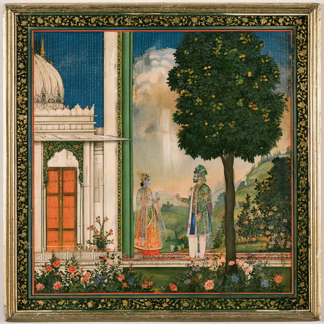Kangra painting style, Midjourney V8.2, render 2 of 4