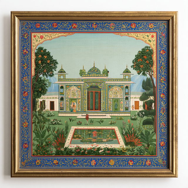 Kangra painting style, Midjourney V8.2, render 1 of 4