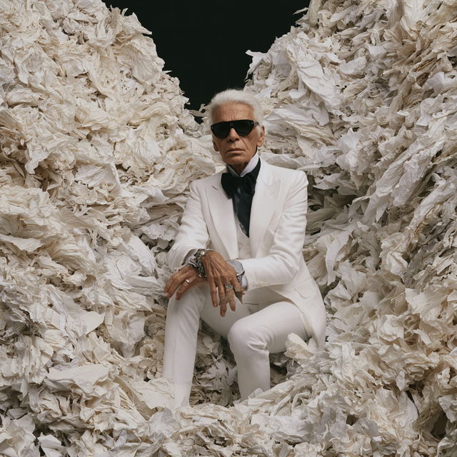 Karl Lagerfeld style, Midjourney V8.2, render 4 of 4