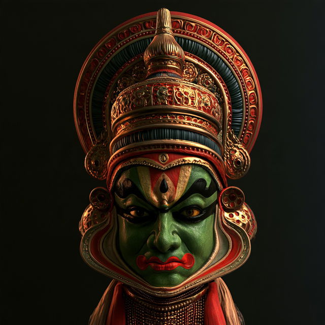 Kathakali mask style, Midjourney V8.2, render 3 of 4