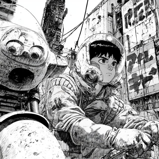 Katsuhiro Otomo style, Midjourney V8.2, render 1 of 4