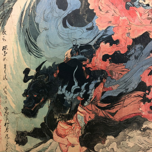 Kawanabe Kyosai style, Midjourney V8.2, render 2 of 4