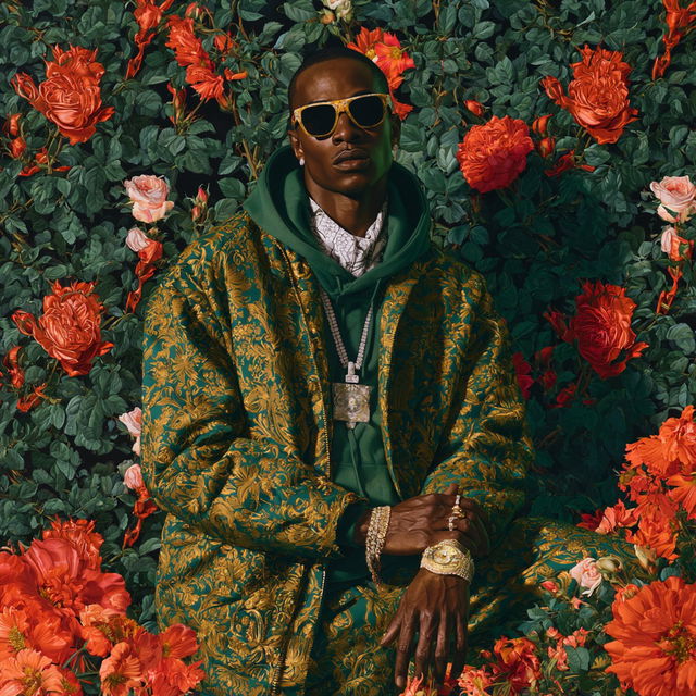 Kehinde Wiley style, Midjourney V8.2, render 2 of 4