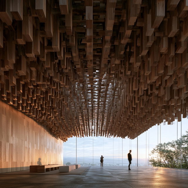 Kengo Kuma style, Midjourney V8.2, render 3 of 4