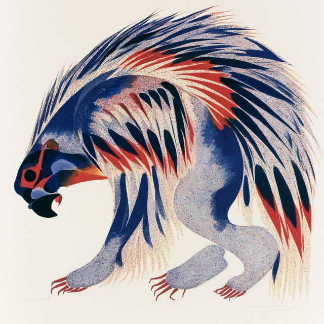 Kenojuak Ashevak style, Midjourney V8.2, render 3 of 4