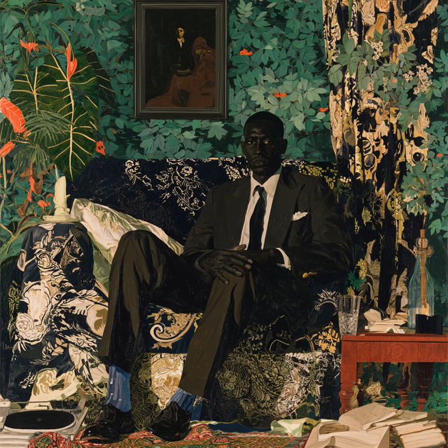 Kerry James Marshall style, Midjourney V8.2, render 2 of 4