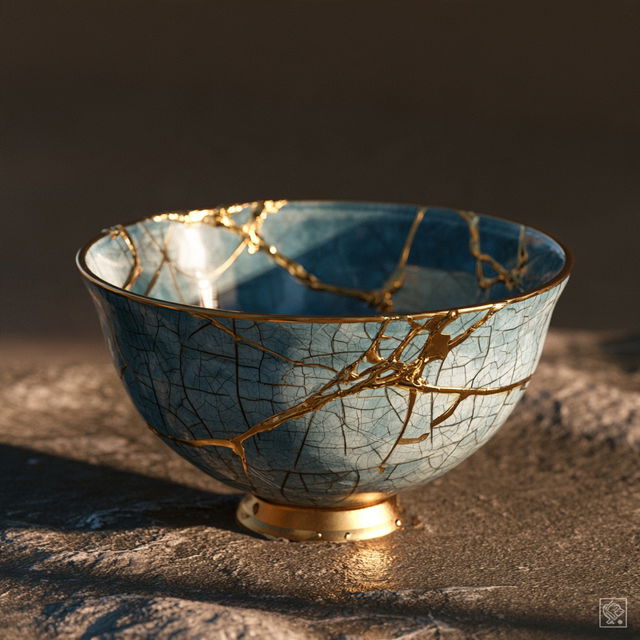 Kintsugi style, Midjourney V8.2, render 2 of 4