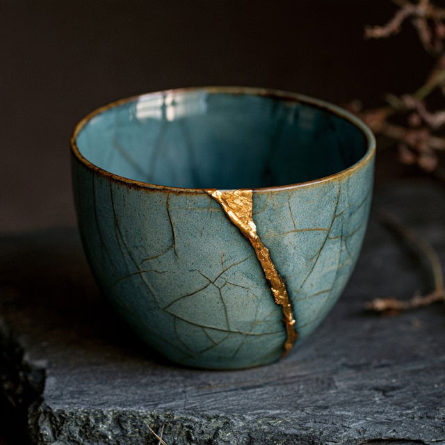 Kintsugi style, Midjourney V8.2, render 4 of 4