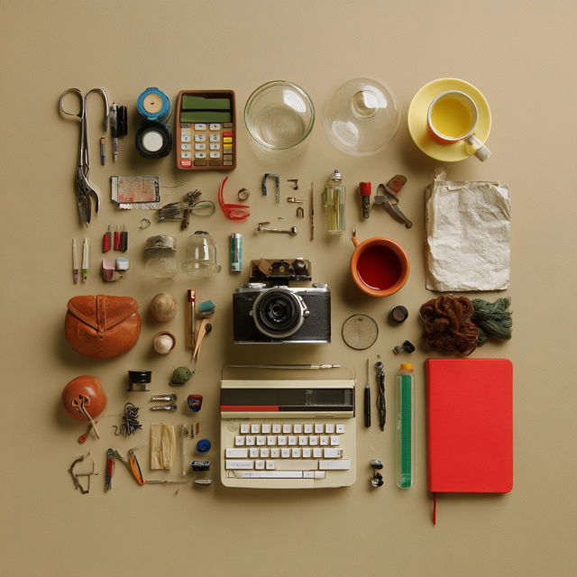 Knolling style, Midjourney V8.2, render 4 of 4