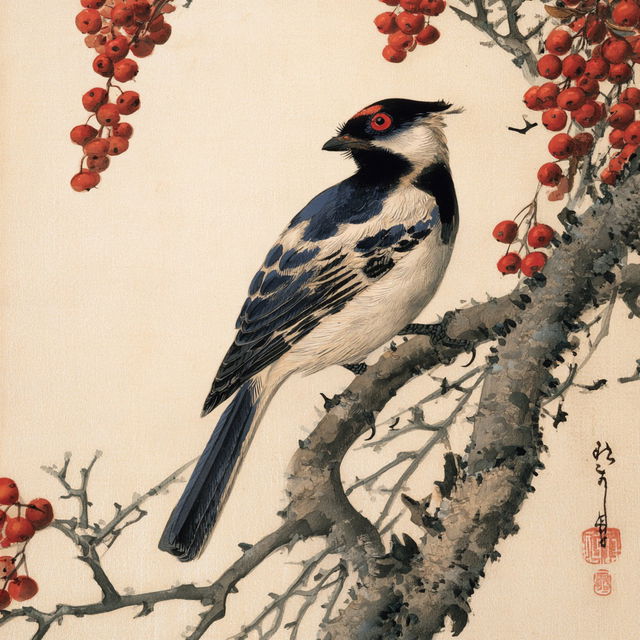 Koson Ohara style, Midjourney V8.2, render 4 of 4
