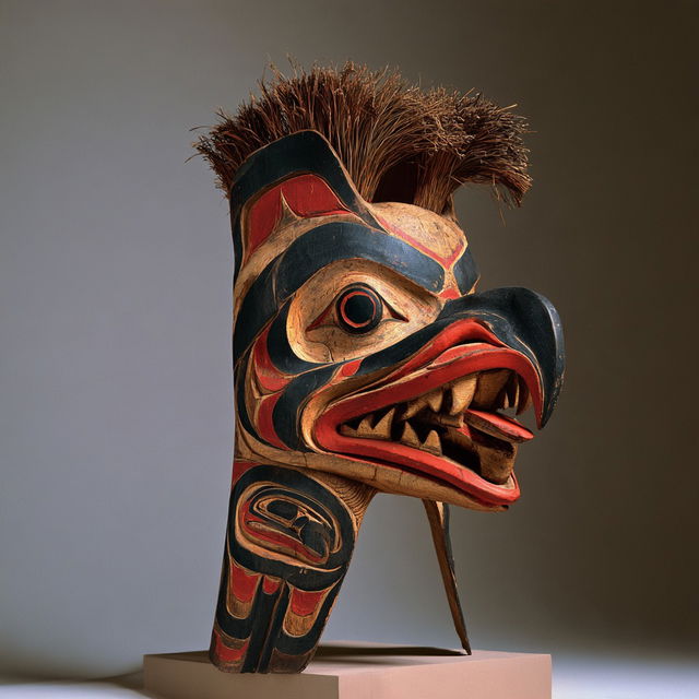 Kwakiutl mask style, Midjourney V8.2, render 4 of 4
