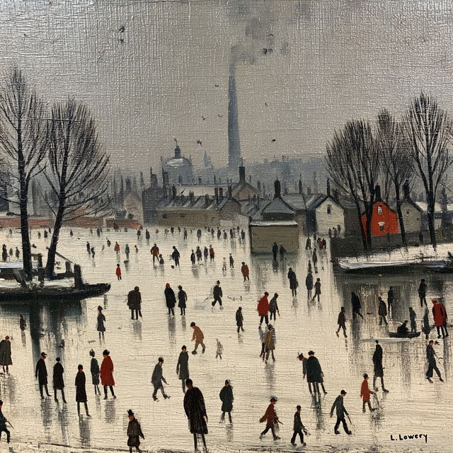 L. S. Lowry style, Midjourney V8.2, render 3 of 4