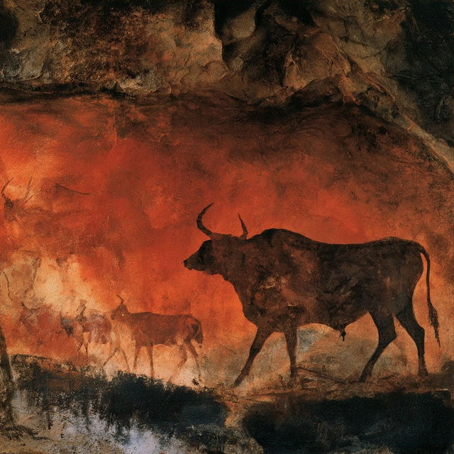 Lascaux style, Midjourney V8.2, render 2 of 4