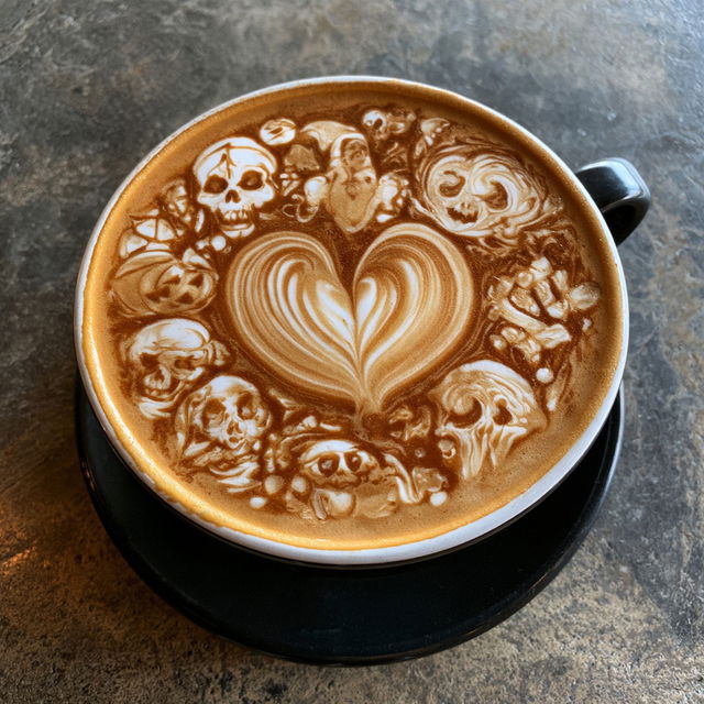 Latte art style, Midjourney V8.2, render 2 of 4