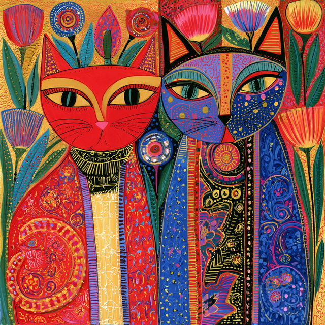 Laurel Burch style, Midjourney V8.2, render 3 of 4