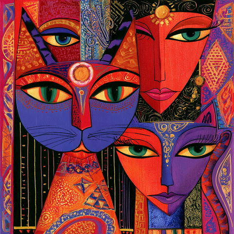 Laurel Burch style (Illustrators), Midjourney V8.2