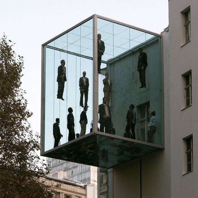 Leandro Erlich style, Midjourney V8.2, render 2 of 4
