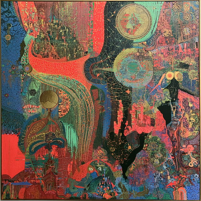 Lee Mullican style, Midjourney V8.2, render 2 of 4