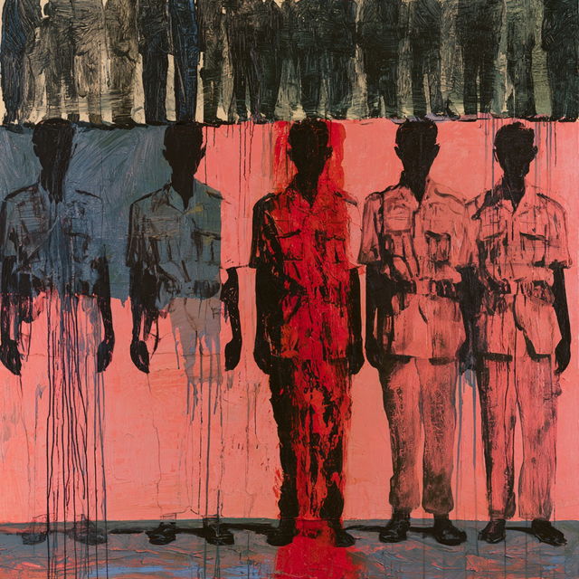 Leon Golub style, Midjourney V8.2, render 3 of 4