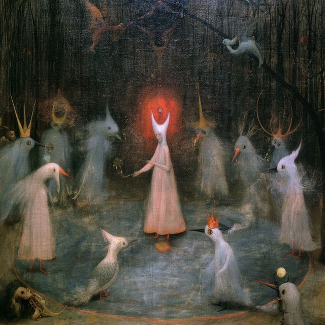 Leonora Carrington style, Midjourney V8.2, render 4 of 4
