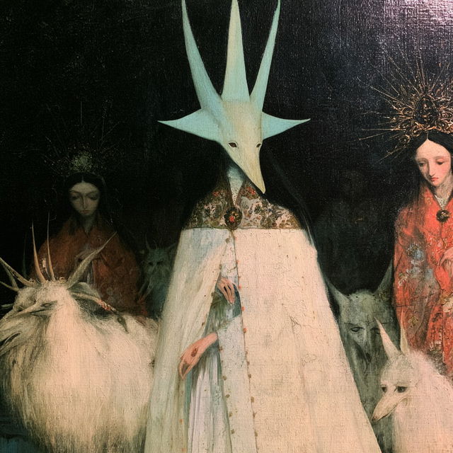 Leonora Carrington style, Midjourney V8.2, render 2 of 4