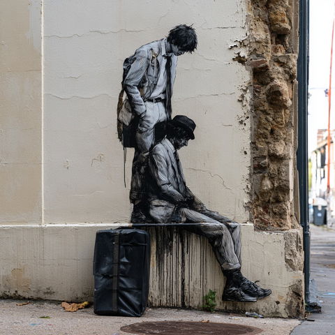 Levalet style (Street artists), Midjourney V8.2