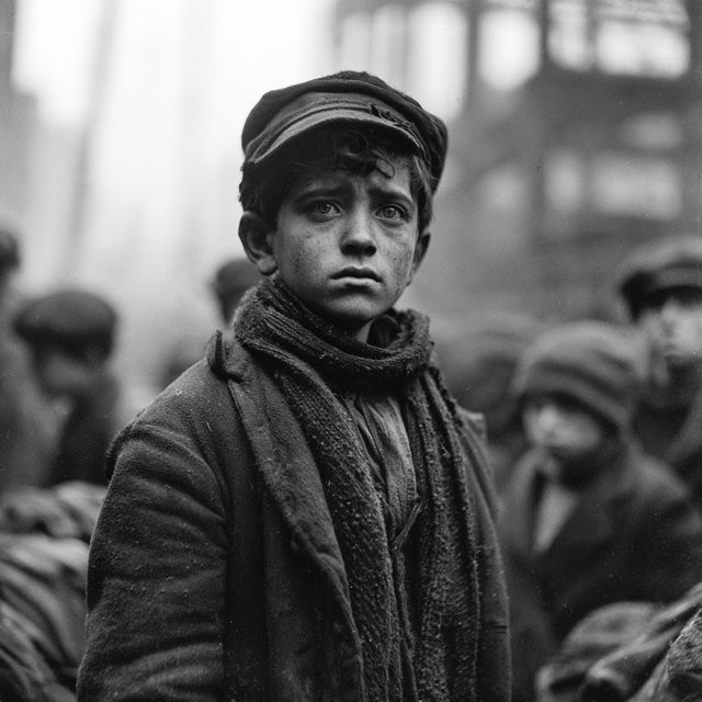 Lewis Hine style, Midjourney V8.2, render 2 of 4