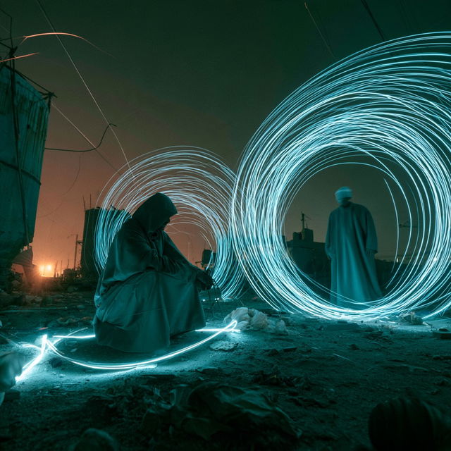 Light painting style, Midjourney V8.2, render 1 of 4