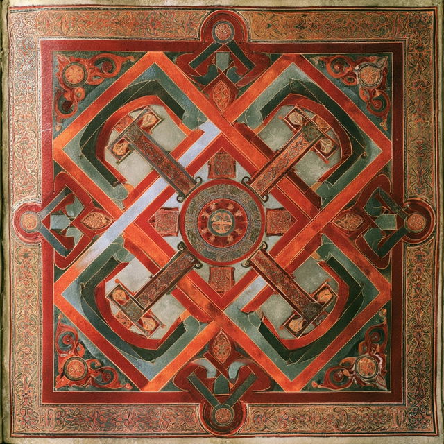 Lindisfarne Gospels style, Midjourney V8.2, render 1 of 4