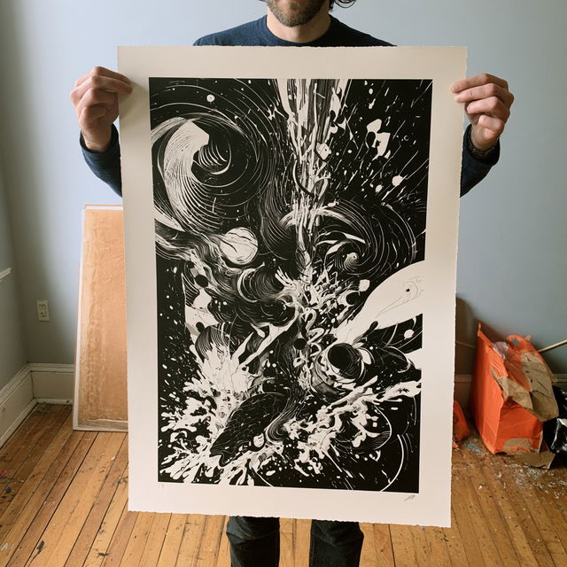 Lithography print style, Midjourney V8.2, render 1 of 4