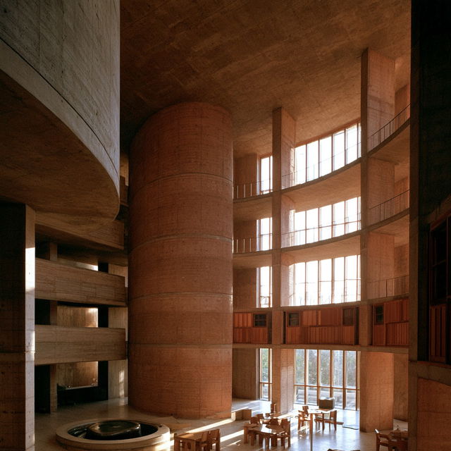 Louis Kahn style, Midjourney V8.2, render 2 of 4