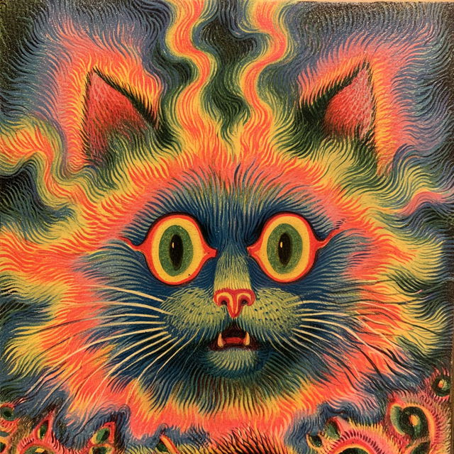 Louis Wain style, Midjourney V8.2, render 3 of 4