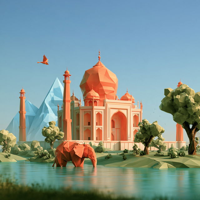 Low-poly style, Midjourney V8.2, render 4 of 4