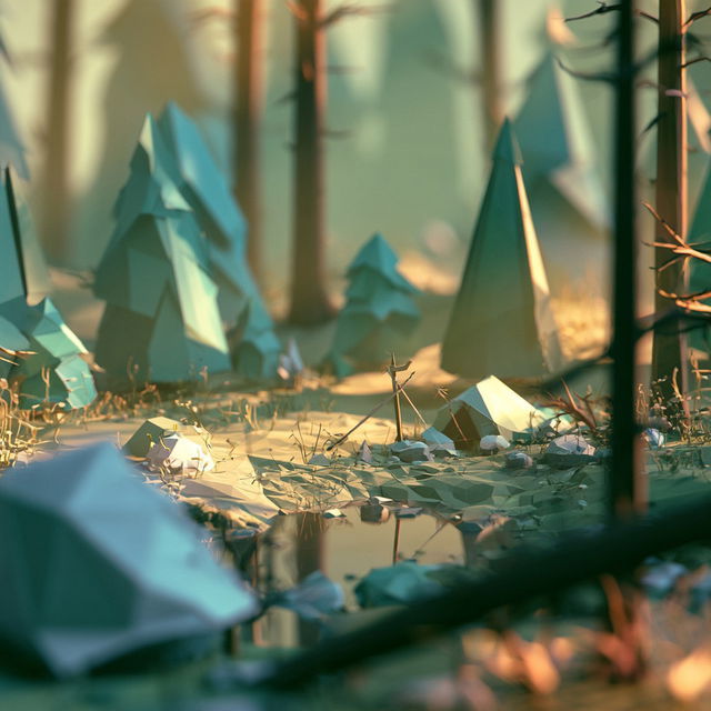 Low-poly style, Midjourney V8.2, render 3 of 4