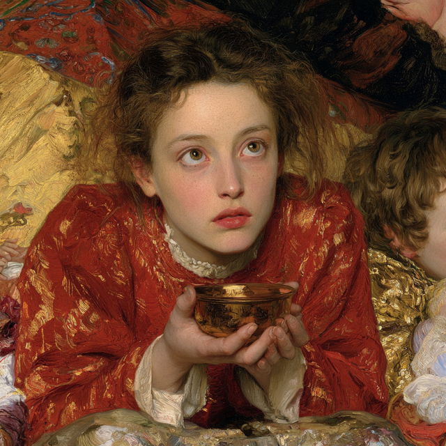 Lucy Madox Brown style, Midjourney V8.2, render 2 of 4