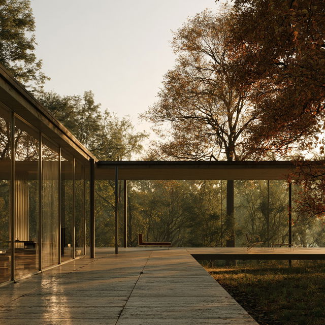 Ludwig Mies van der Rohe style, Midjourney V8.2, render 2 of 4