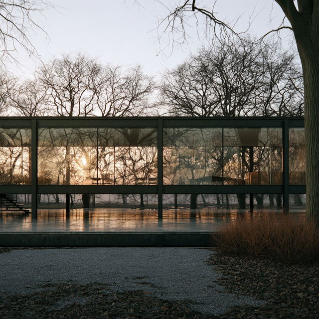 Ludwig Mies van der Rohe style, Midjourney V8.2, render 1 of 4