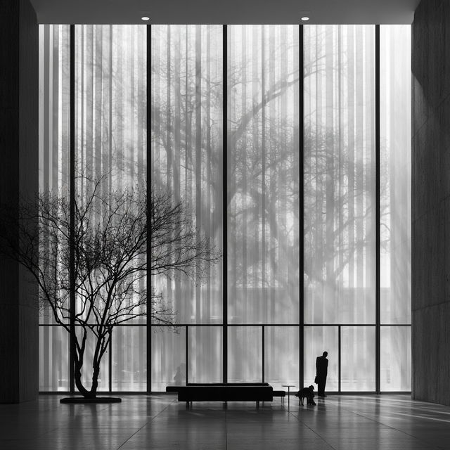 Ludwig Mies van der Rohe style, Midjourney V8.2, render 3 of 4