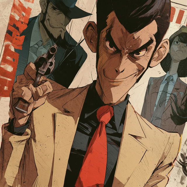 Lupin the Third style, Midjourney V8.2, render 2 of 4
