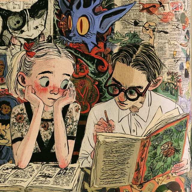 Lynda Barry style, Midjourney V8.2, render 3 of 4