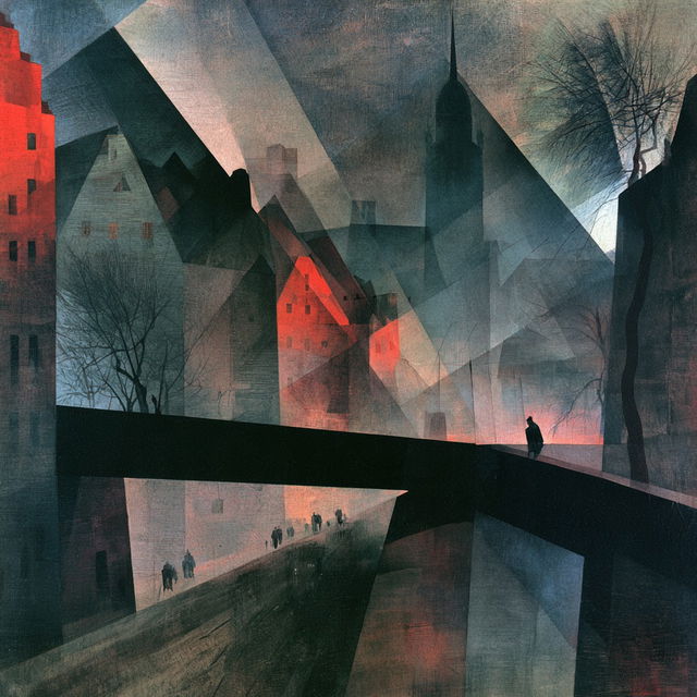 Lyonel Feininger style, Midjourney V8.2, render 2 of 4