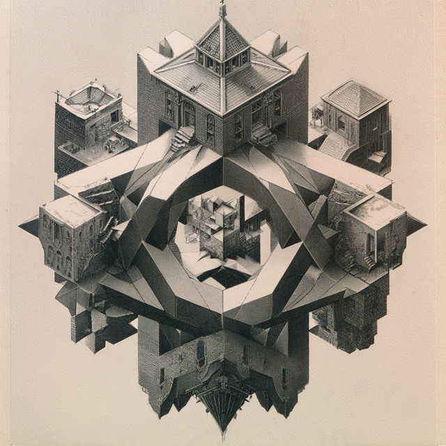 M. C. Escher style, Midjourney V8.2, render 2 of 4