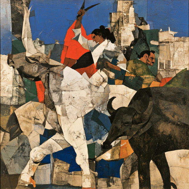 M. F. Husain style, Midjourney V8.2, render 2 of 4