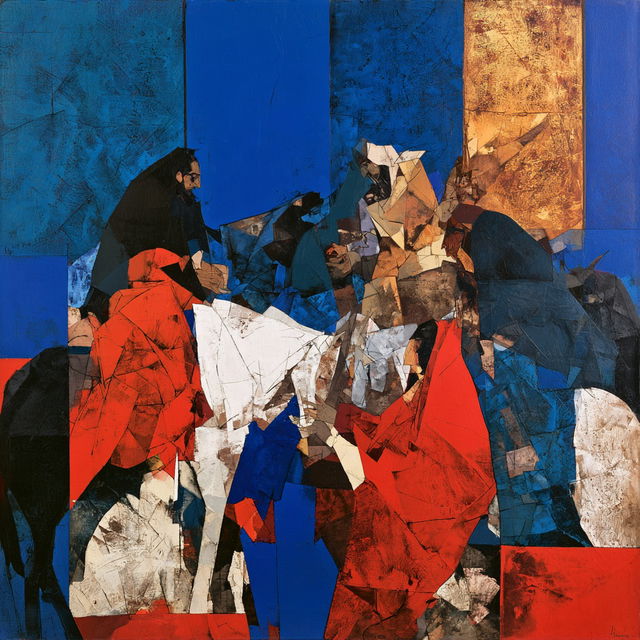 M. F. Husain style, Midjourney V8.2, render 4 of 4