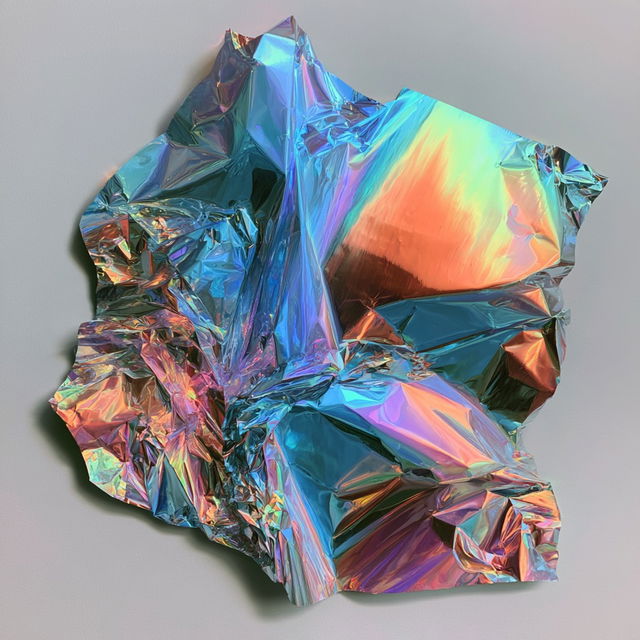 Made of iridescent foil style, Midjourney V8.2, render 2 of 4