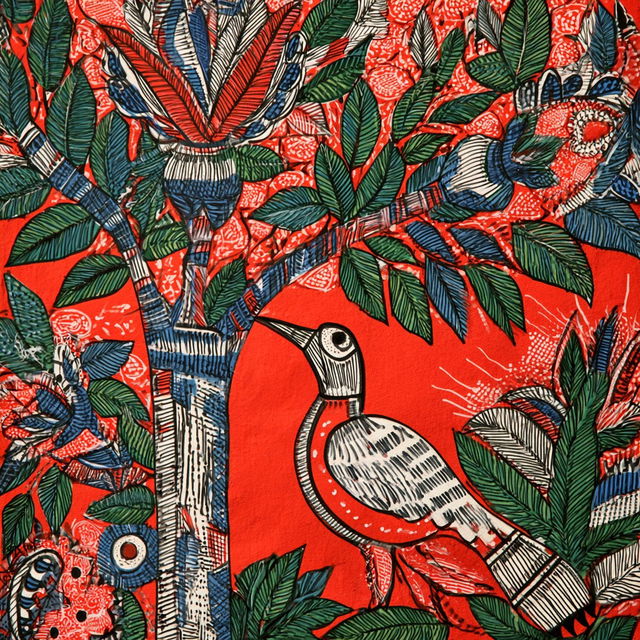 Madhubani painting style, Midjourney V8.2, render 2 of 4